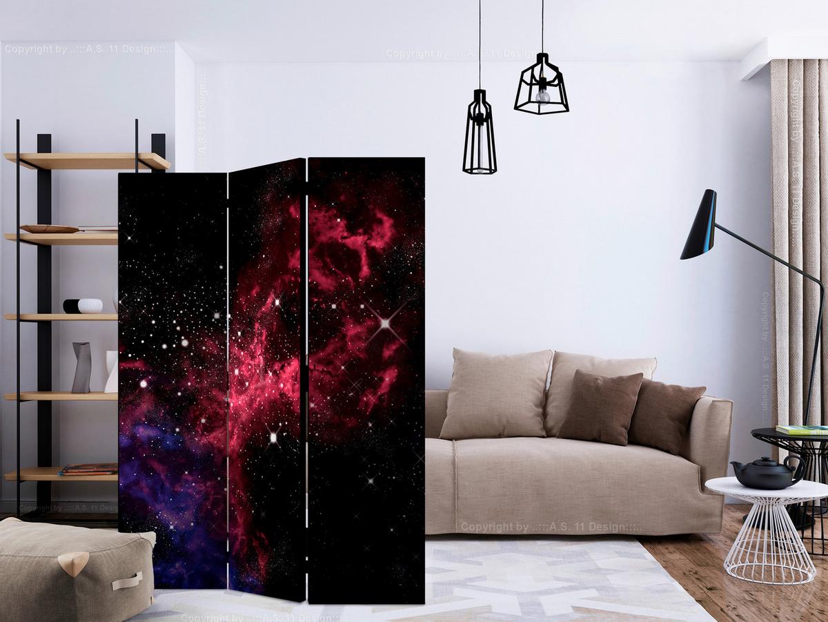 Paravan Space, 3-Delni, Dvostranski - magenta/črna, Basics, tekstil/les (135/172/3cm) - artgeist