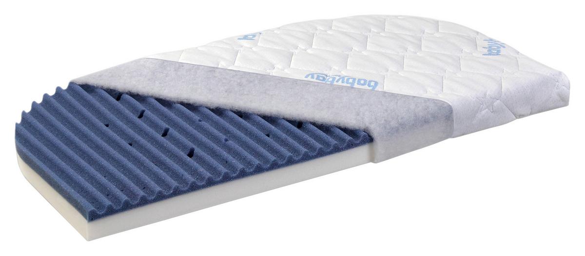 MATERAC DO ŁÓŻKA DOSTAWNEGO MEDITEX ANGEL WAVE BLAU - biały, Basics, tkanina (89/49,50cm) - Babybay