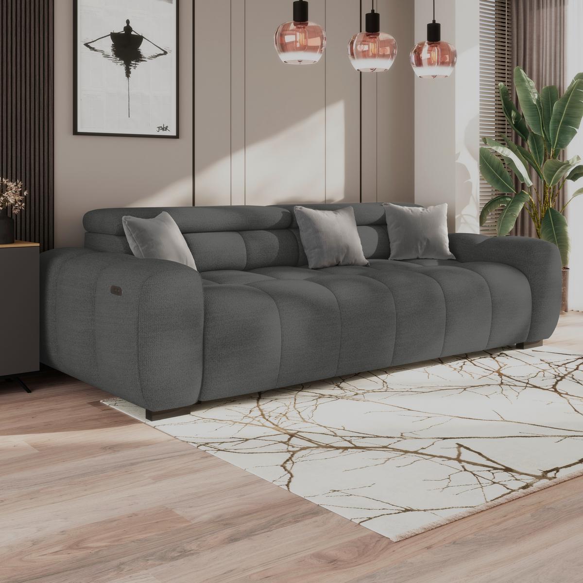 Velika Sofa Bull - crna/antracit, Trend, tekstil/plastika (248/77-97/108cm) - Luca Bessoni