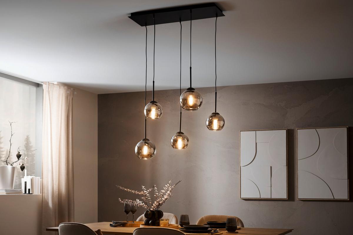 LAMPA WISZĄCA LUFOO - czarny/kolor chromowy, Modern, metal/szkło (75/25/120cm) - Premium Living