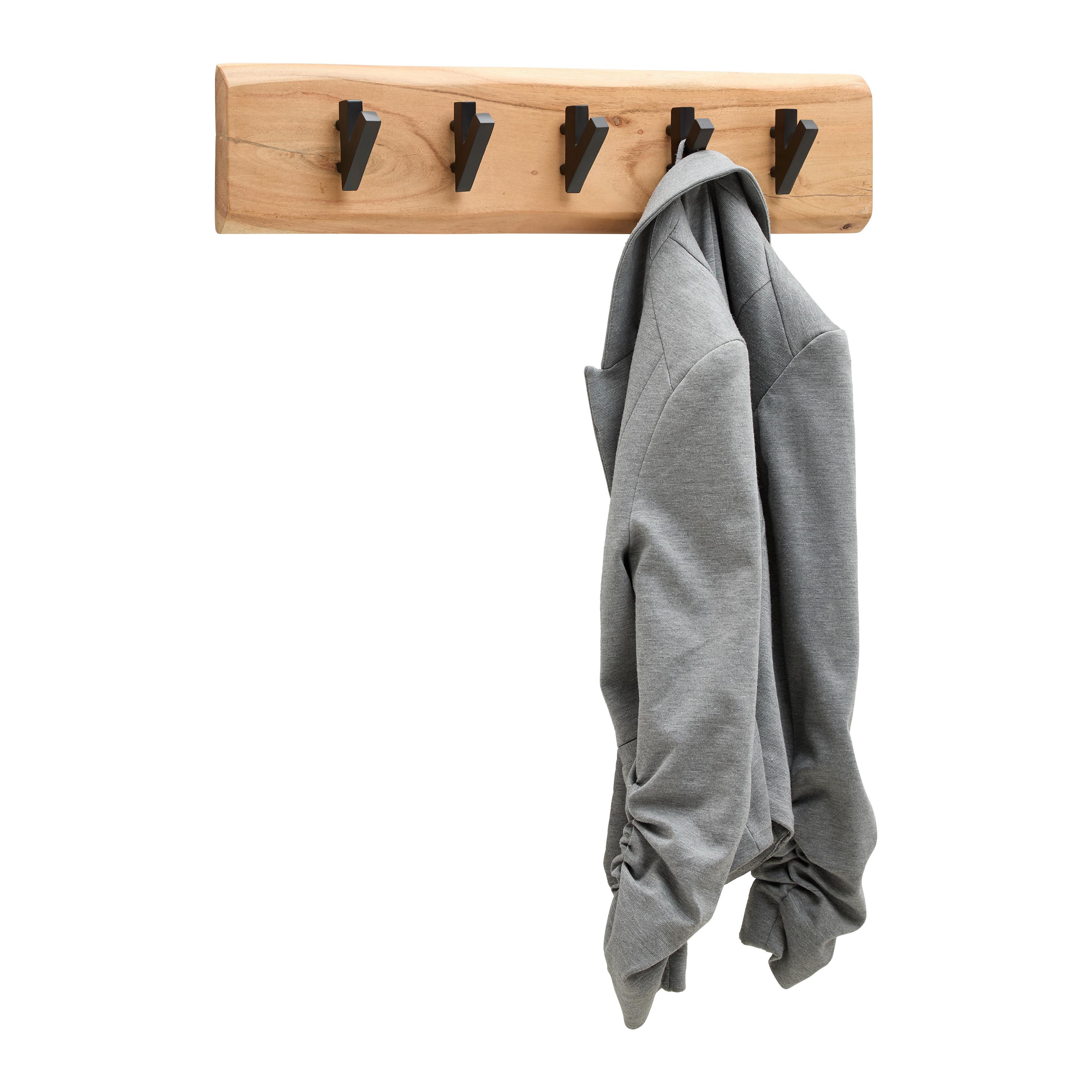 Hakenleiste Rivera 5 Schwarz/Akaziefarben - Schwarz/Akaziefarben, KONVENTIONELL, Holz/Metall (60/15/9cm) - Mömax