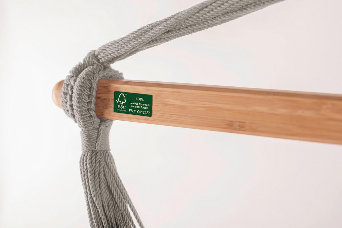 Hängesessel Comfort Hammock Echtholz Weiß/Hellgrau - Hellgrau/Weiß, KONVENTIONELL, Holz/Textil (110/160/180cm) - La Siesta