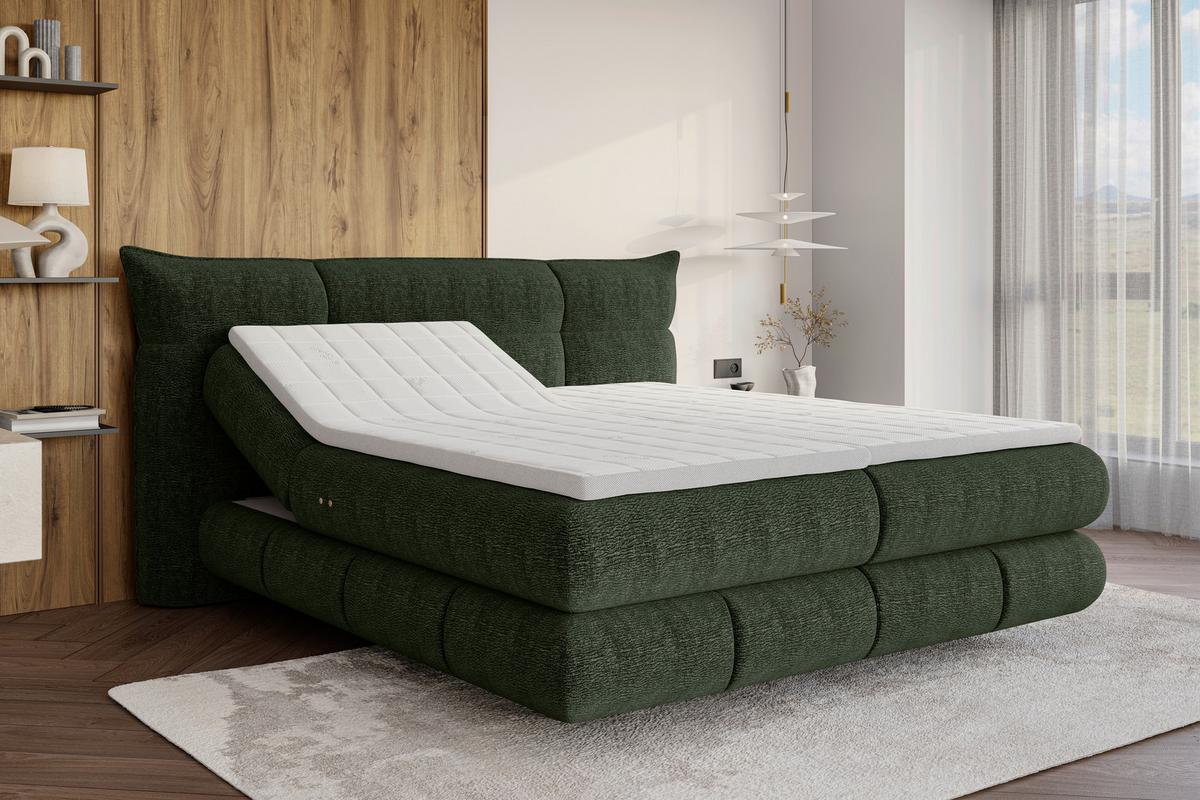 Boxspringbett Auris Grün ca. 180x200cm - Schwarz/Grün, KONVENTIONELL, Kunststoff/Textil (180/200cm) - Sembella
