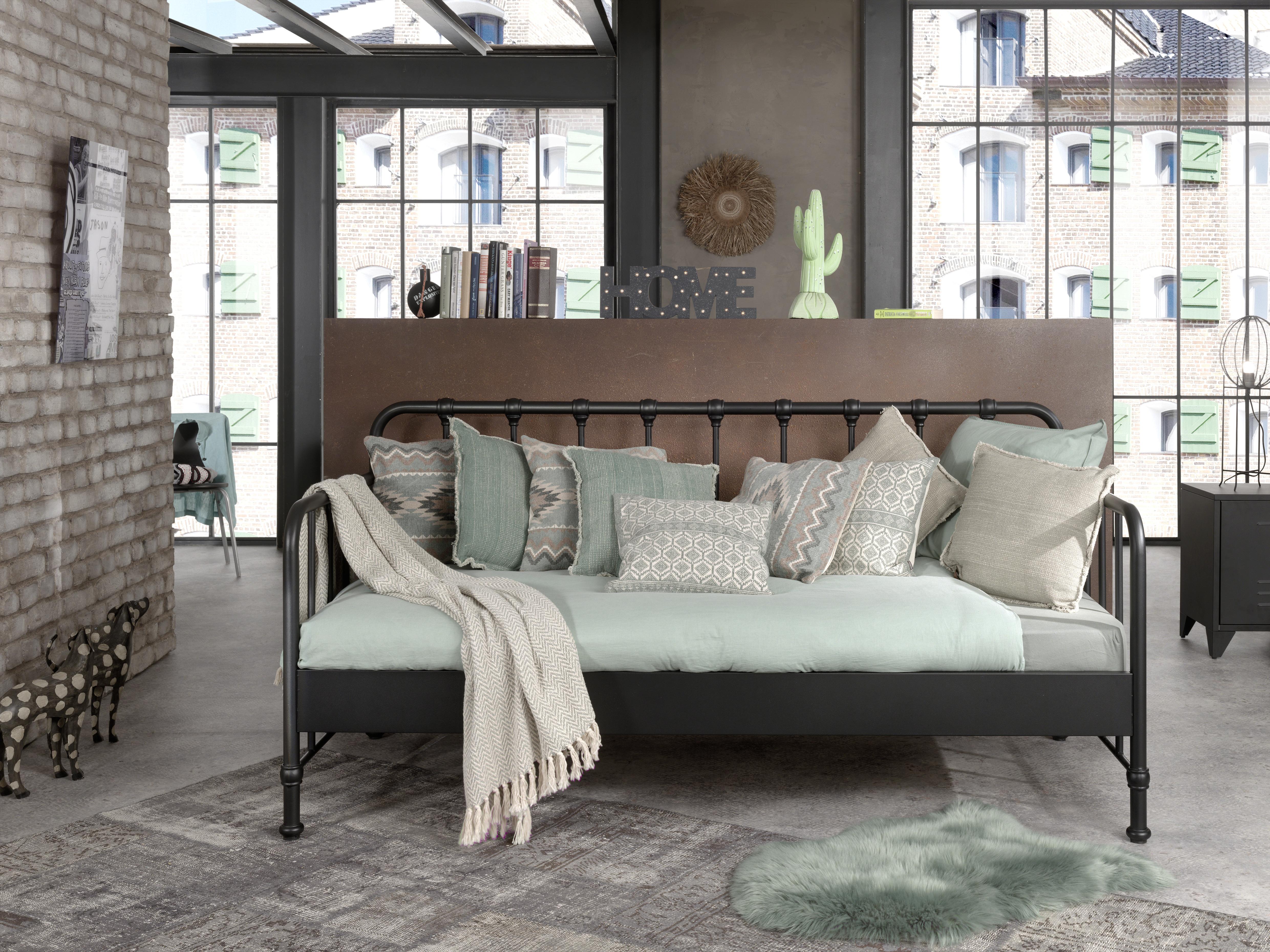 Kinder-/Juniorbett Bronxx ca. 90x200 cm Schwarz Matt - Schwarz, MODERN, Holz/Metall (90/200cm) - MID.YOU