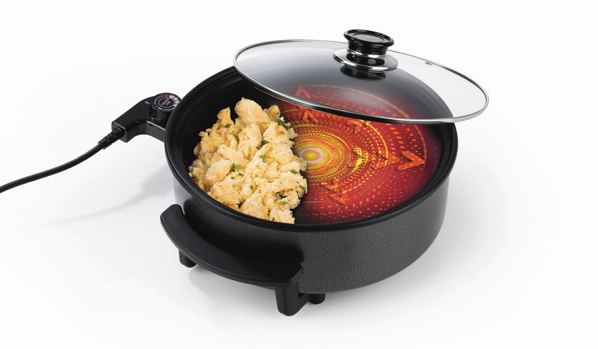 ELEKTRISCHE PFANNE GOURMETMAXX - Schwarz, Basics, Glas/Kunststoff (34/18/32cm) - GOURMETMAXX