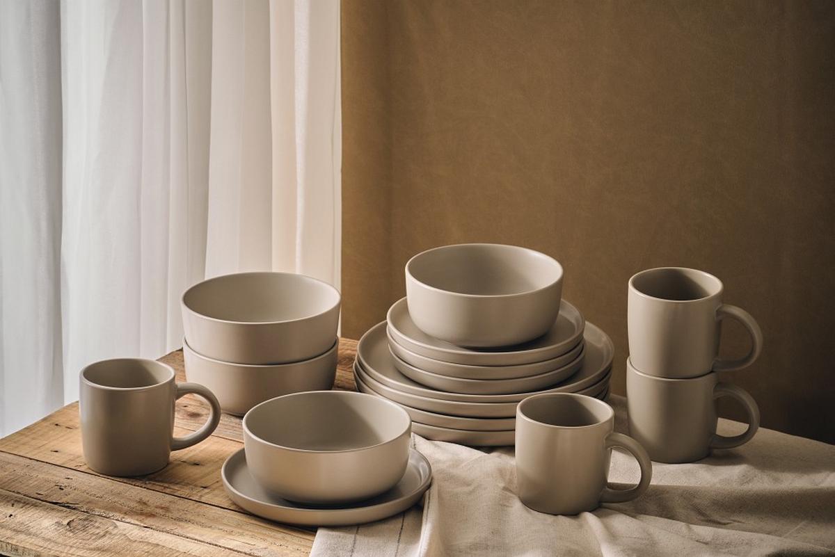 SERWIS OBIADOWO-ŚNIADANIOWY 21015 - taupe, Trend, ceramika - Novel