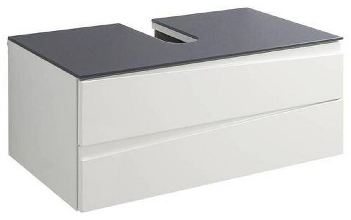 Waschbeckenunterschrank Shape ca. 80x33x47cm Weiß/Grau - Weiß Hochglanz/Grau, MODERN, Glas/Holzwerkstoff (80/33/47cm) - MID.YOU