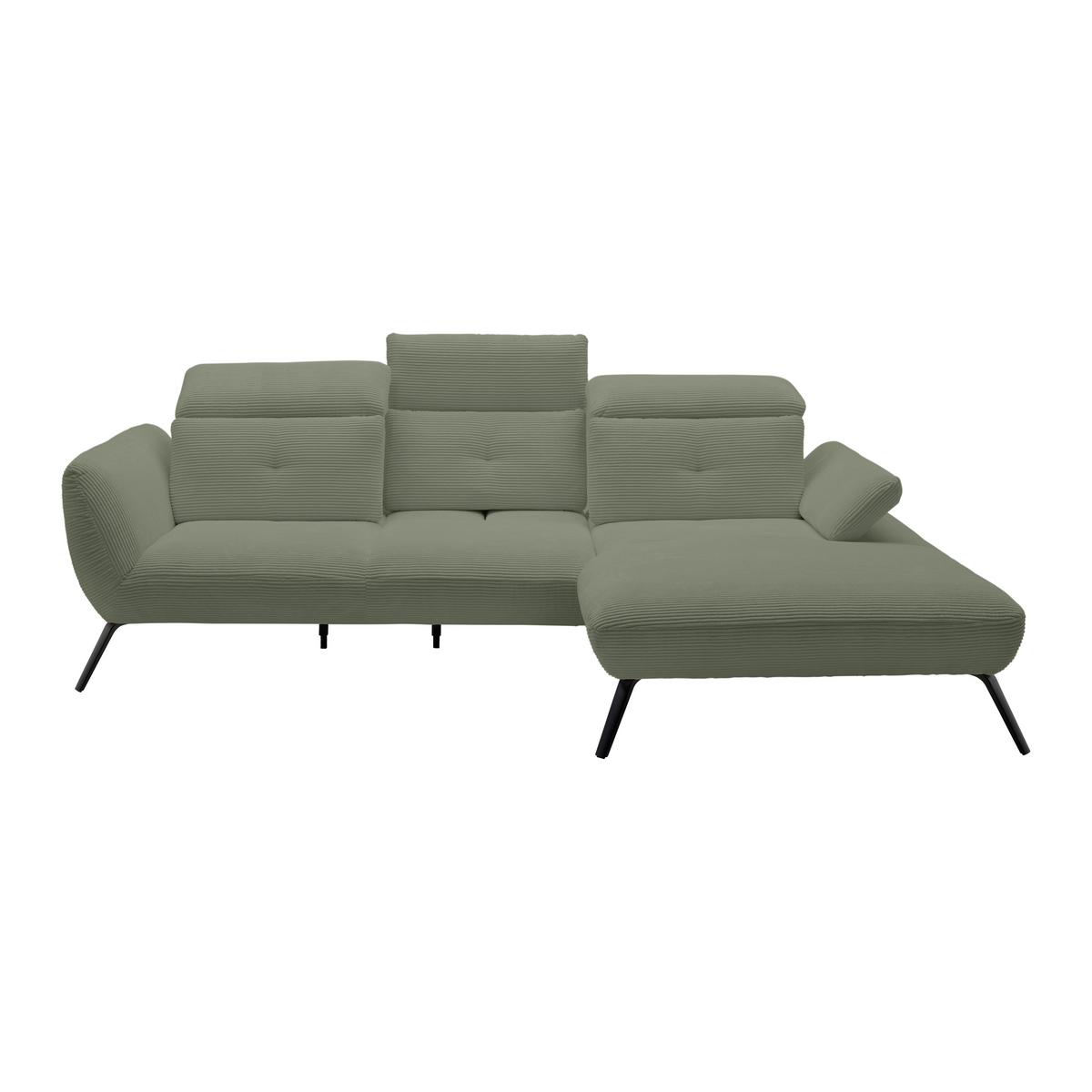 Wohnlandschaft Seattle Olivgrün - Schwarz/Olivgrün, MODERN, Holzwerkstoff/Textil (301/196cm) - Premium Living