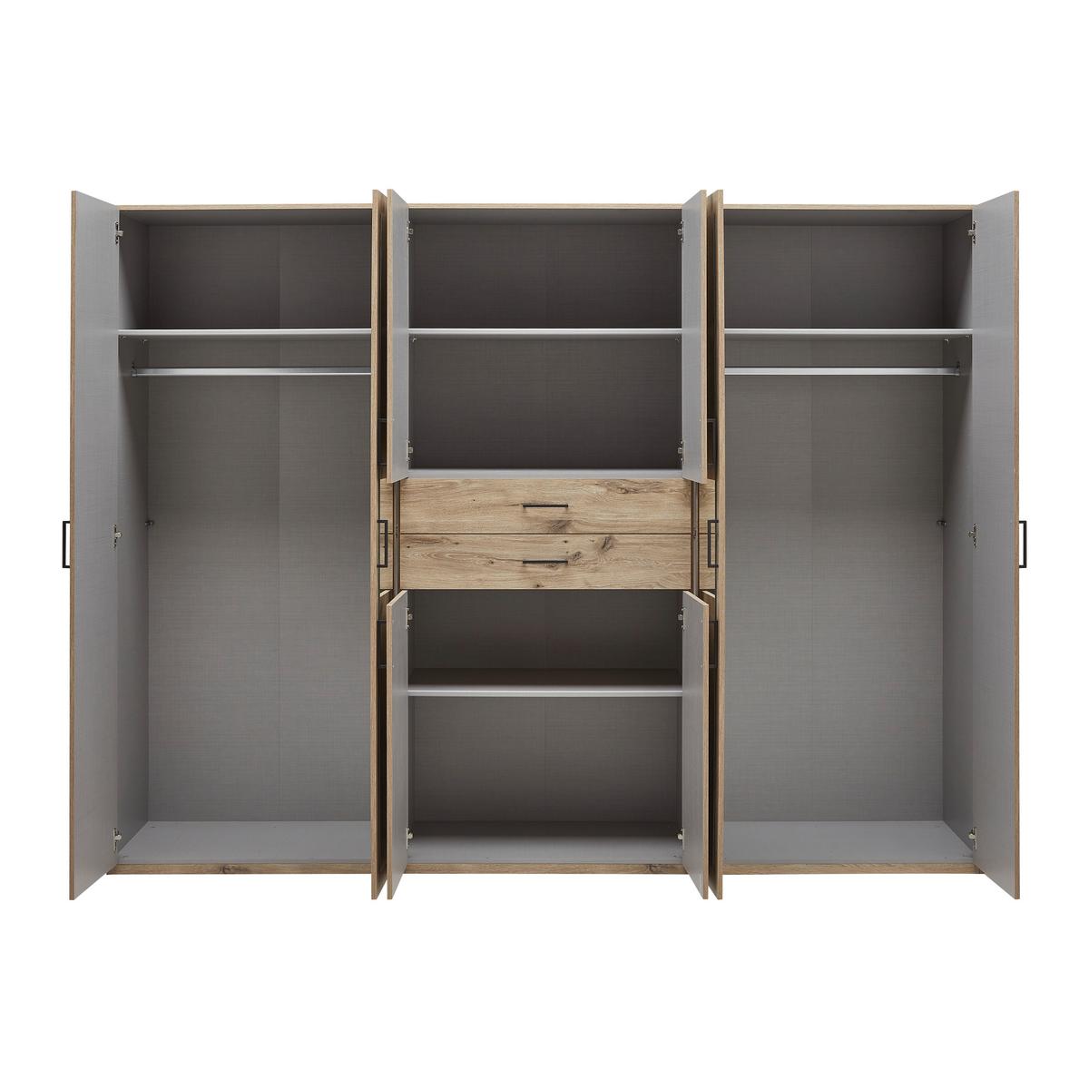armoire à portes battantes Eichefarben - Eichefarben/Schwarz, Konventionell, Glas/Holzwerkstoff (270/208/58cm) - Mömax