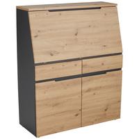 SEKRETARZYK DETROIT - czarny/kolor grafitowy, Design, materiał drewnopochodny/tworzywo sztuczne (100/124/41cm) - Voleo