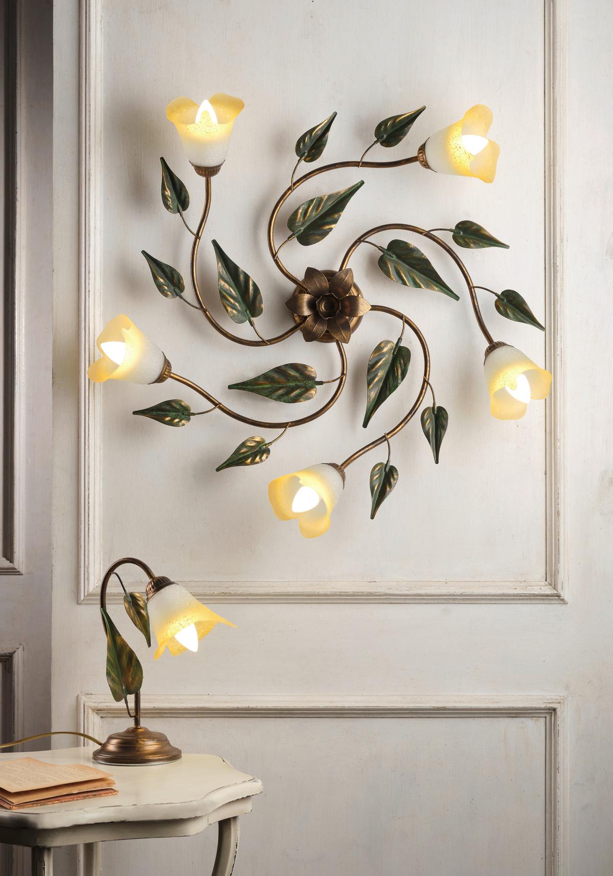 LAMPA SUFITOWA 4620/PL5 - kolor brązu/oliwkowa zieleń, Konventionell, metal/szkło (70/20/70cm)