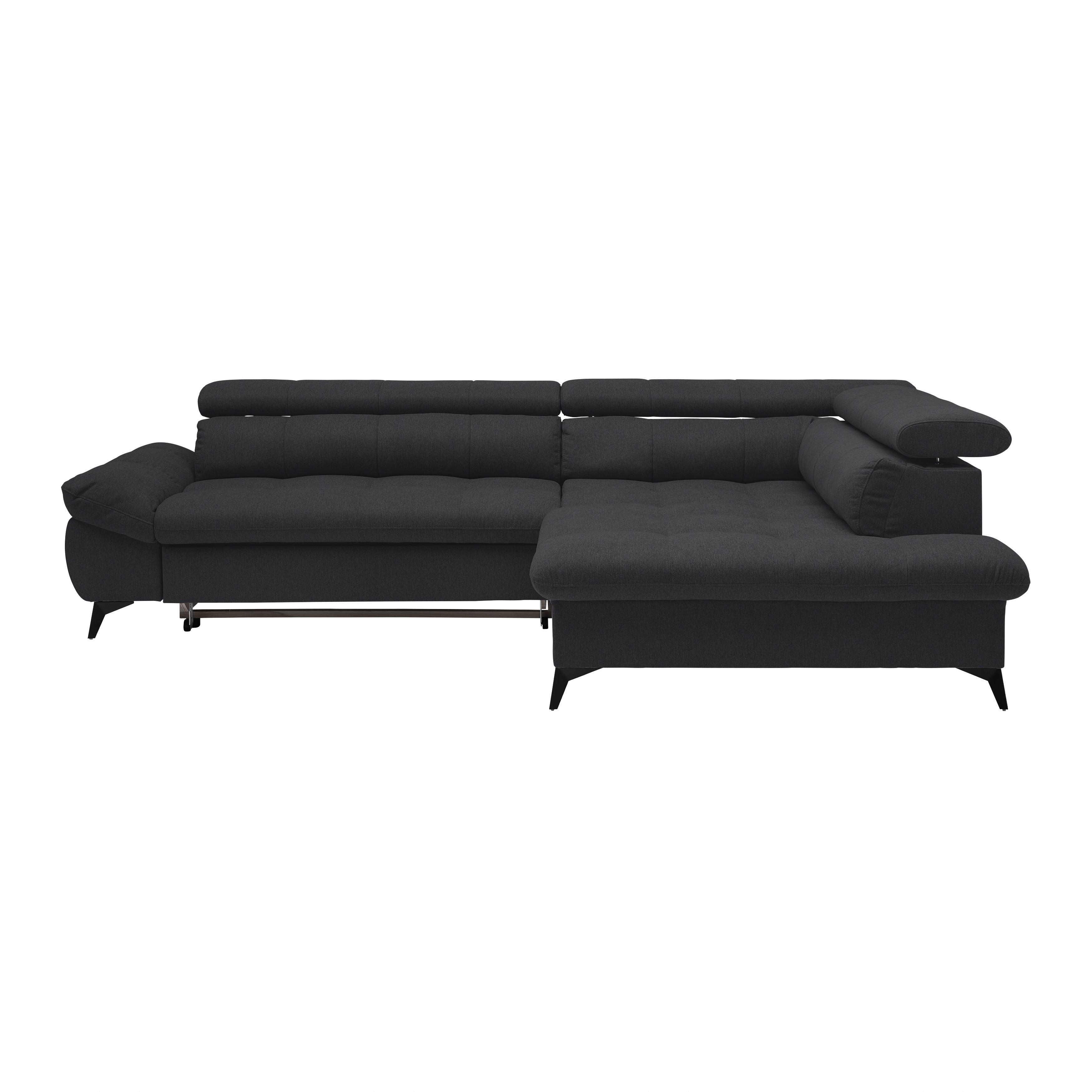 Wohnlandschaft Alberto Schwarz - Schwarz, MODERN, Textil/Metall (296/201cm) - Mömax