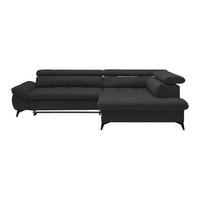 Wohnlandschaft Alberto Schwarz - Schwarz, MODERN, Textil/Metall (296/201cm) - Mömax