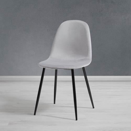 Stuhl Lio Hellgrau Samt Gepolstert - Hellgrau/Schwarz, MODERN, Holz/Textil (43/86/55cm) - Bessagi Home