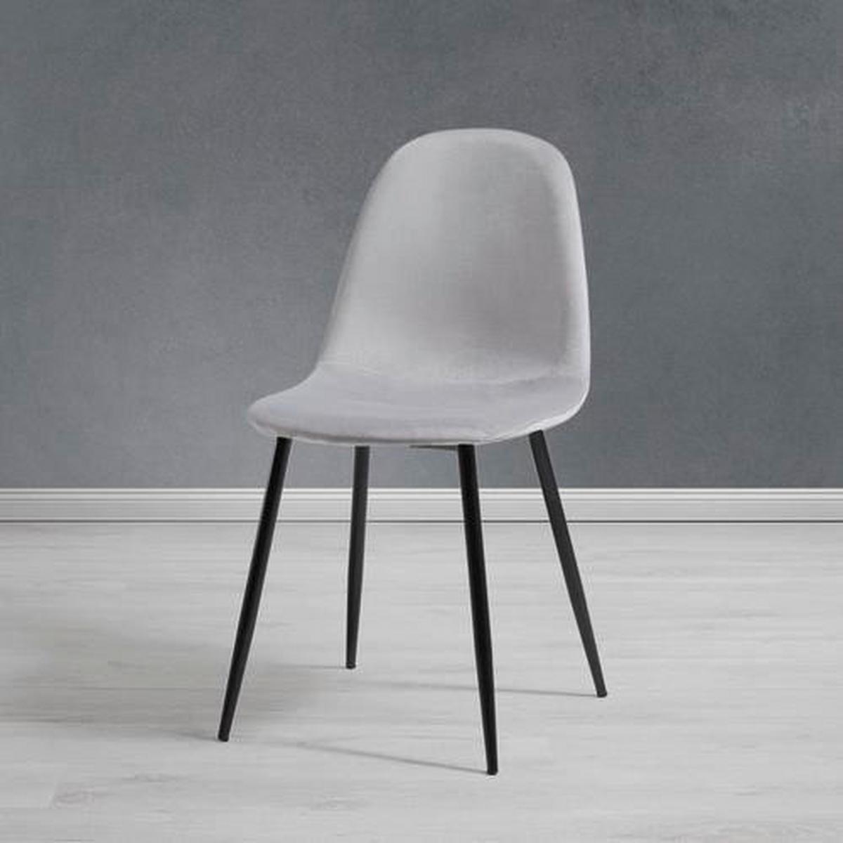 Stuhl Lio Hellgrau Samt Gepolstert - Hellgrau/Schwarz, MODERN, Holz/Textil (43/86/55cm) - Bessagi Home