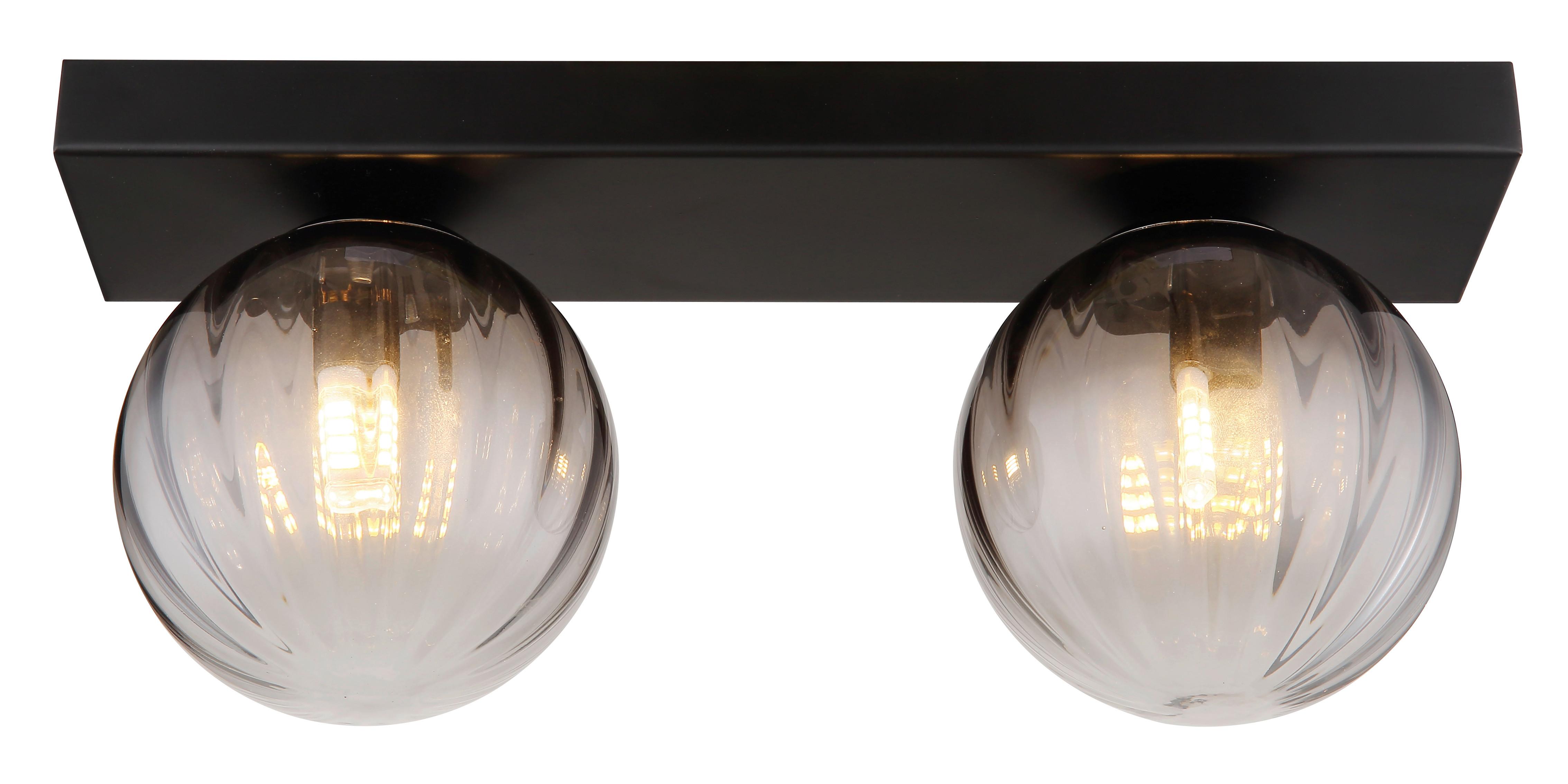 Wandleuchte Dallerta Rauchfarben max. 10 Watt - Klar/Schwarz, Design, Glas/Metall (35/12/15cm) - Globo