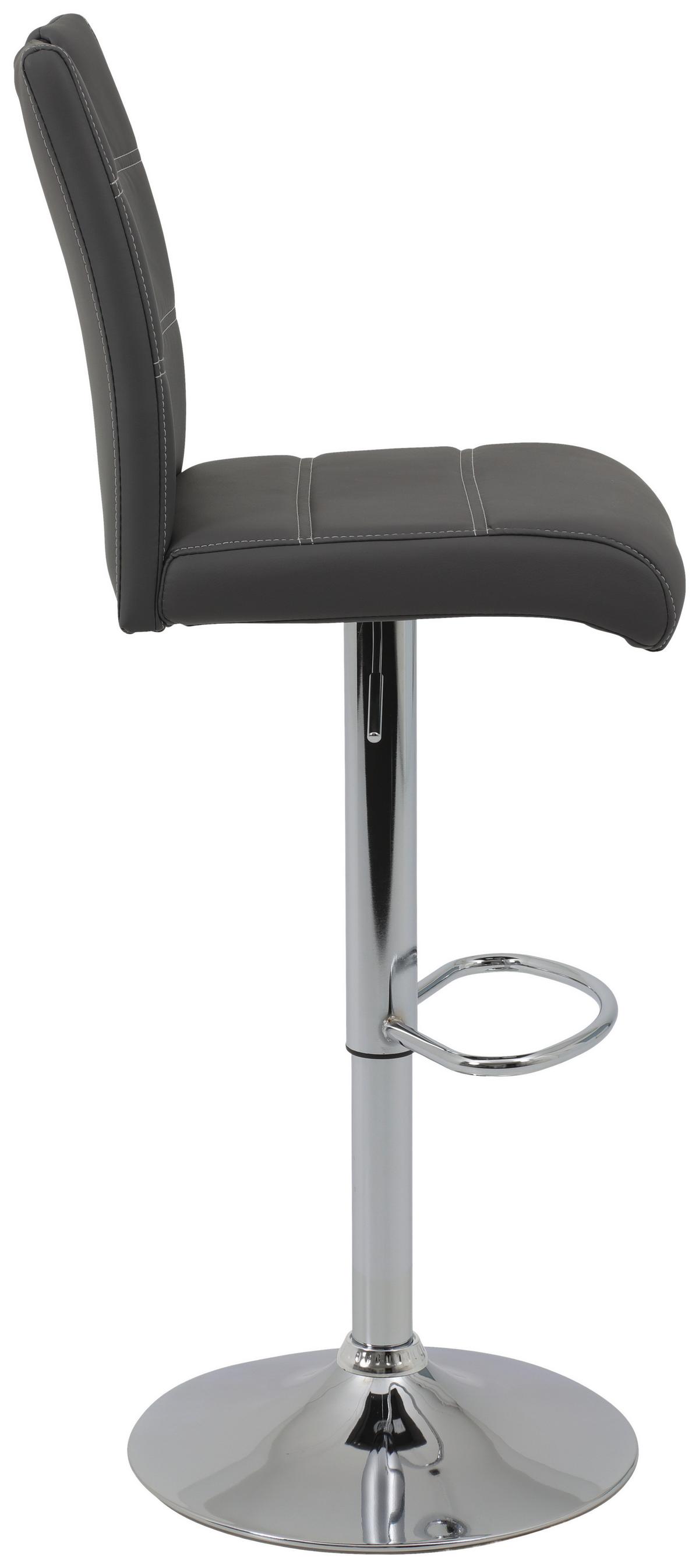Barhocker Set mit Lehne und 360°drehbar 2-tlg Miranda Grau - Chromfarben/Weiß, MODERN, Textil/Metall (38/97-119/50cm) - MID.YOU
