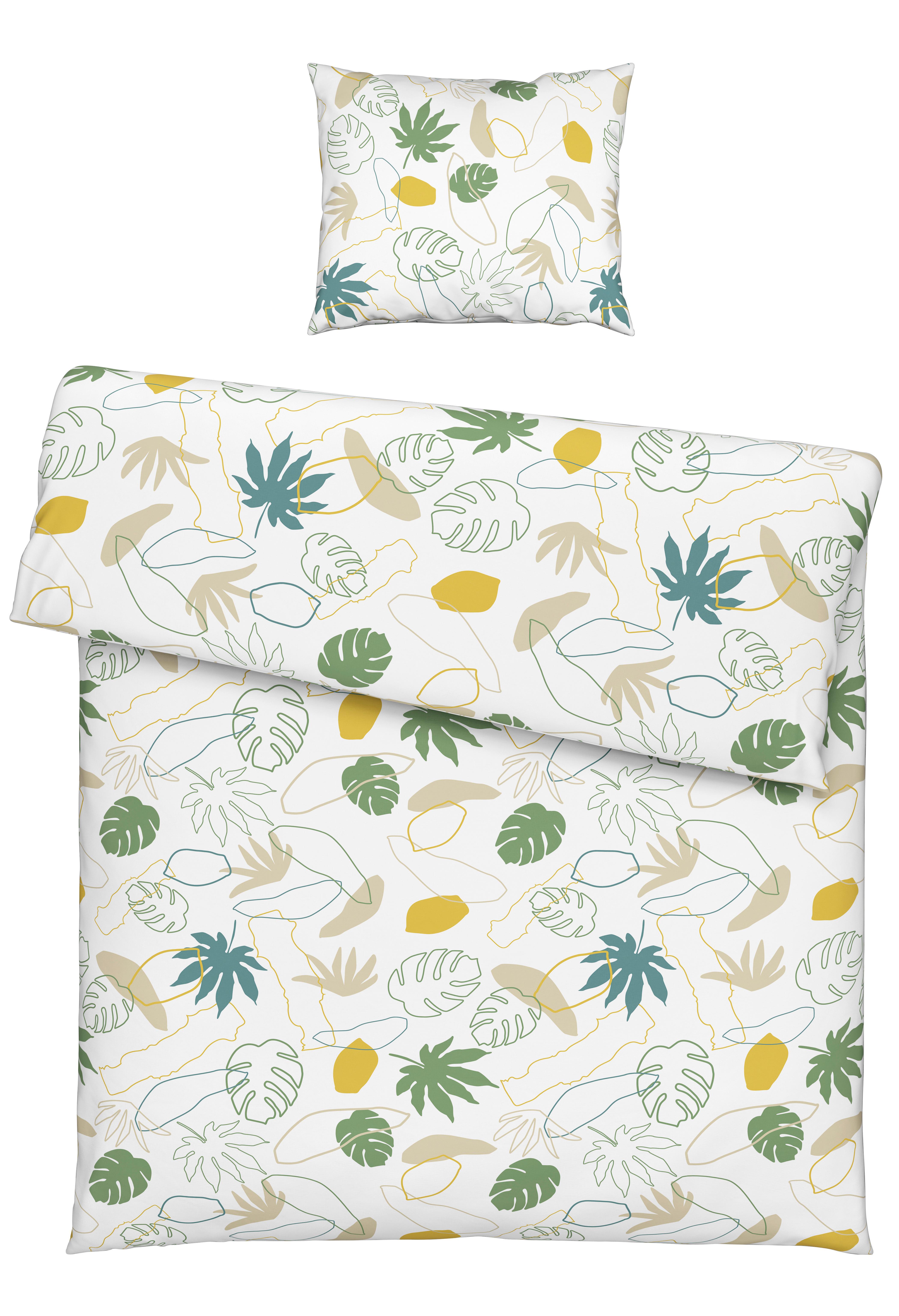 Bettwäscheset Karin - Weiss/Gelb, Konventionell, Textil (160/210cm) - Premium Living