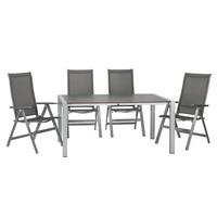 Gartengarnitur 5-tlg. Urban Metall/Textil/Holzwerkstoff - Platinfarben/Anthrazit, Basics, Holzwerkstoff/Textil (160+60/98/74cm) - Acamp