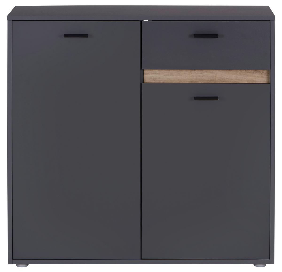 Komoda Slot 2t - temno siva, Moderno, umetna masa/leseni material (93,4/90/40cm) - Mömax