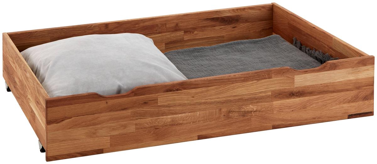 Podposteljni Zaboj Malu, Masivno - barve hrasta, Natur, les (120/68,5/21cm)