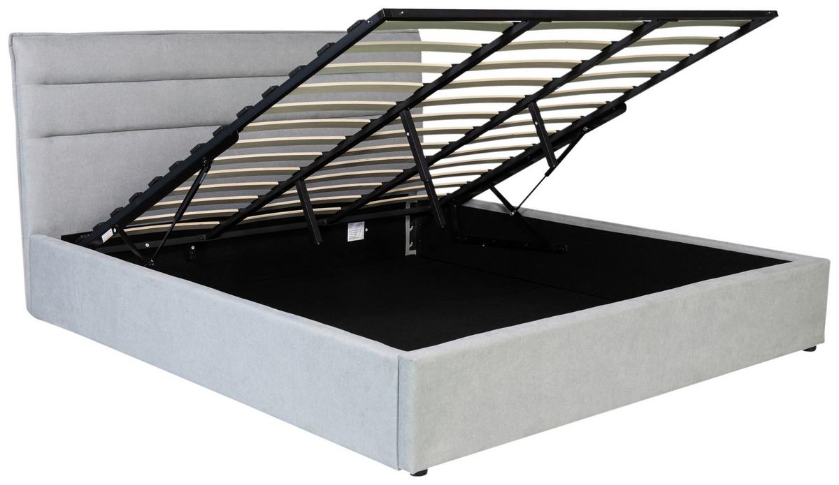 Polsterbett Sienna Hellgrau ca. 180x200cm - Hellgrau/Schwarz, LIFESTYLE, Holz/Kunststoff (180/200cm) - Based