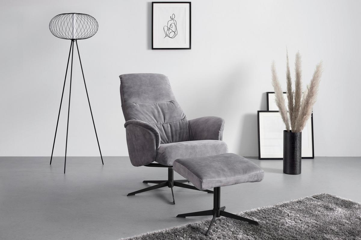 Hocker York in Grau - Grau, Modern, Textil (52/44/42cm) - Mömax