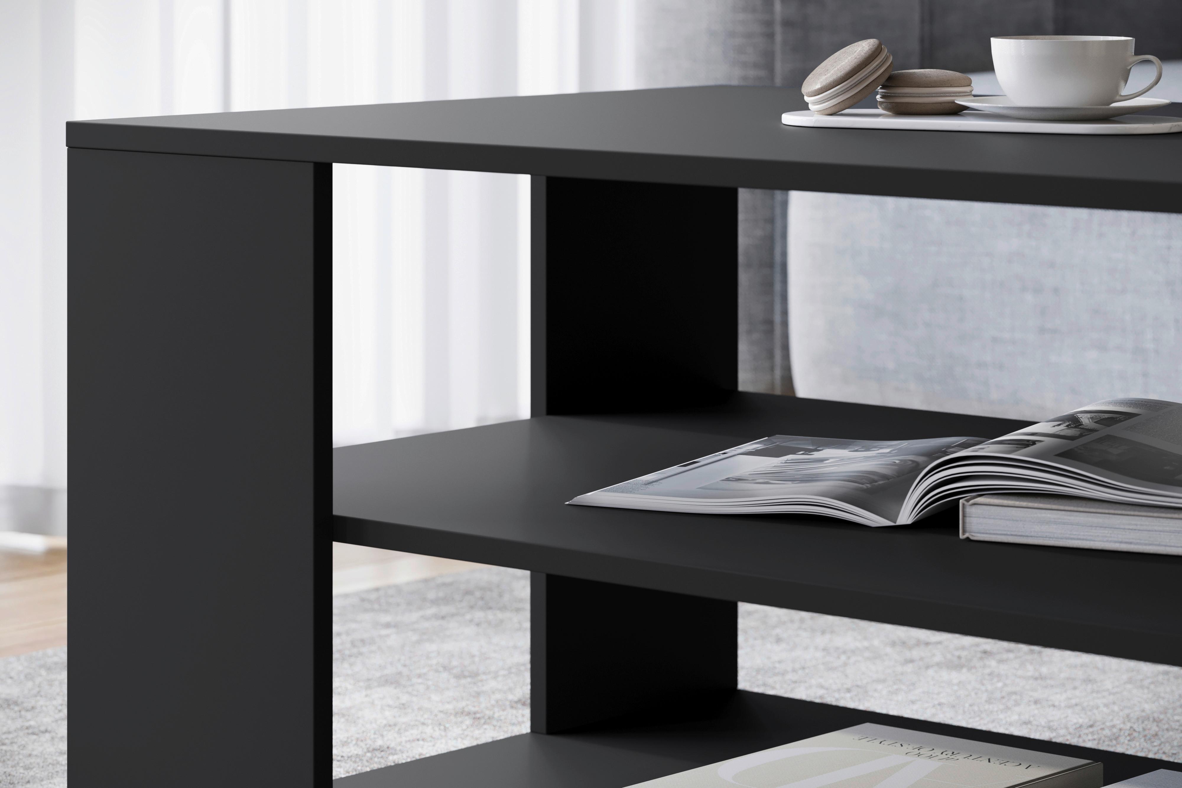 Couchtisch Narobi-I ca. 100x45x.60 cm Schwarz - Schwarz/Grau, Trend, Holzwerkstoff/Kunststoff (100/45/60cm) - Livetastic