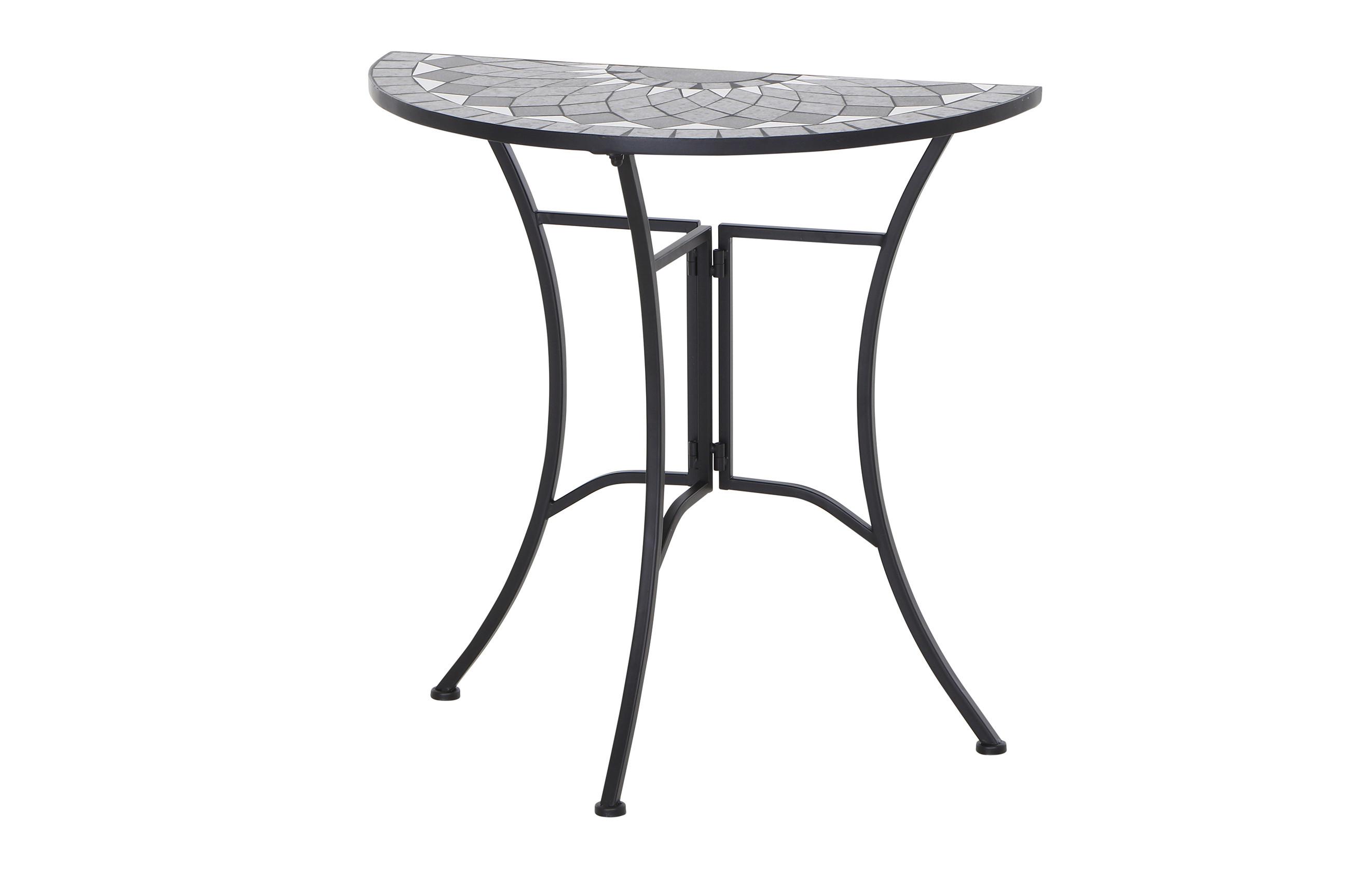 Gartentisch Mosaik ca. 35,5x70x71 cm klappbar - Schwarz, KONVENTIONELL, Keramik/Metall (35,5/70/71cm) - Siena Garden