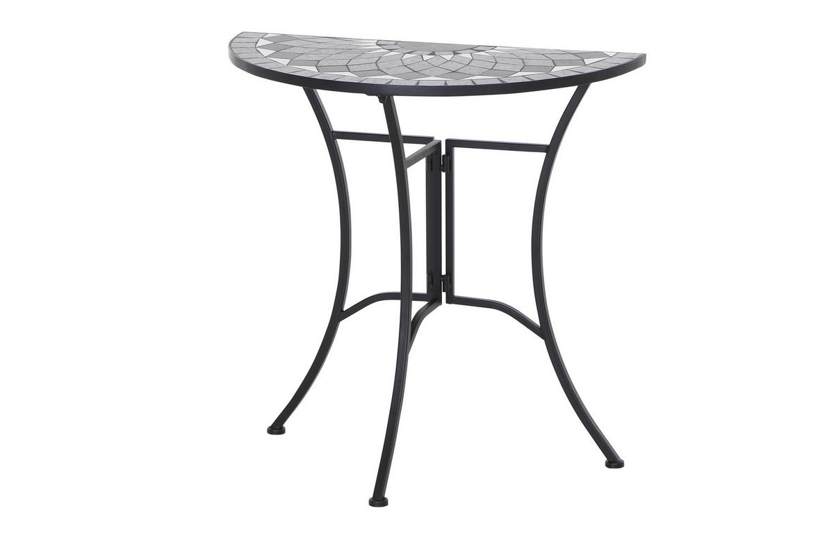 Gartentisch Mosaik ca. 35,5x70x71 cm klappbar - Schwarz, KONVENTIONELL, Keramik/Metall (35,5/70/71cm) - Siena Garden