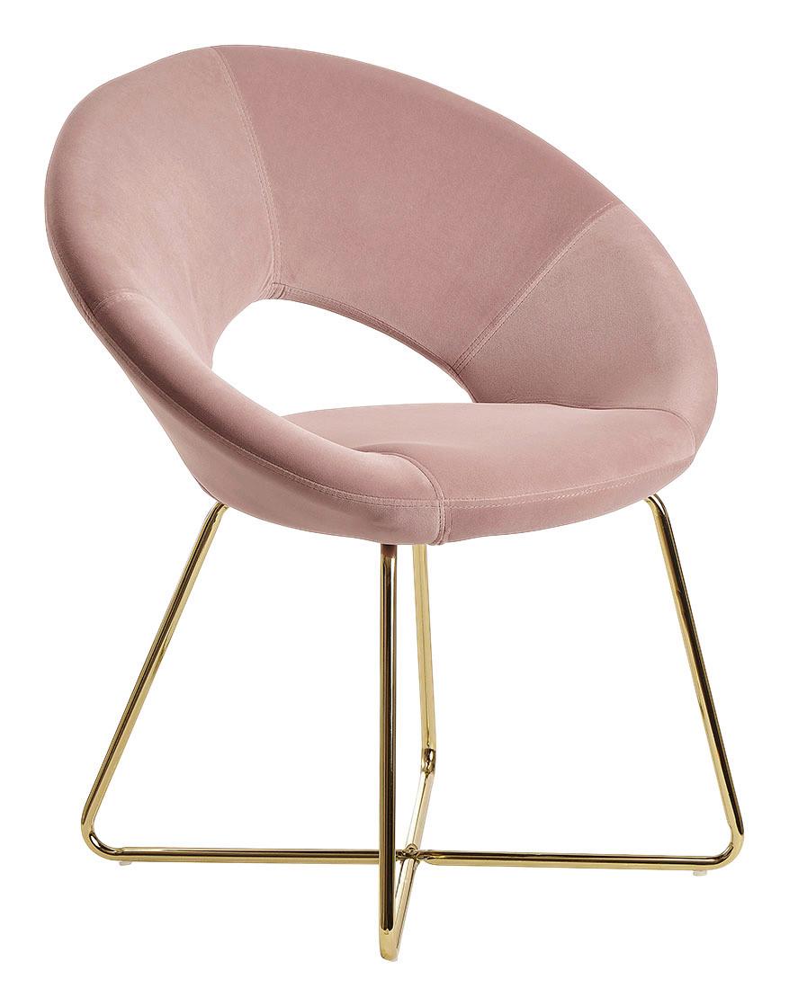 Armlehnstuhl "WL6.189" rosa - Goldfarben/Rosa, MODERN, Textil/Metall (57/83/60cm) - MID.YOU