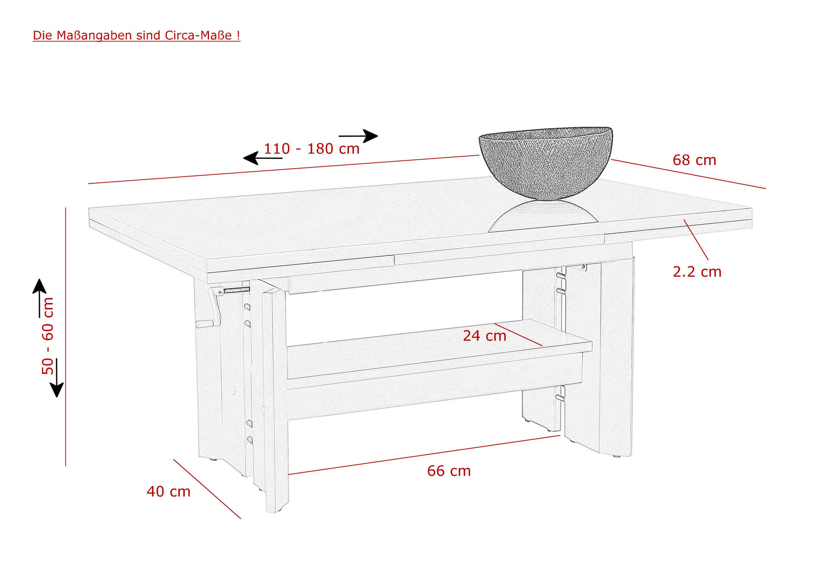 Coutisch Dario rund Weiß DARIO - Weiß, MODERN, Holzwerkstoff (110-180/68/50-60cm) - MID.YOU