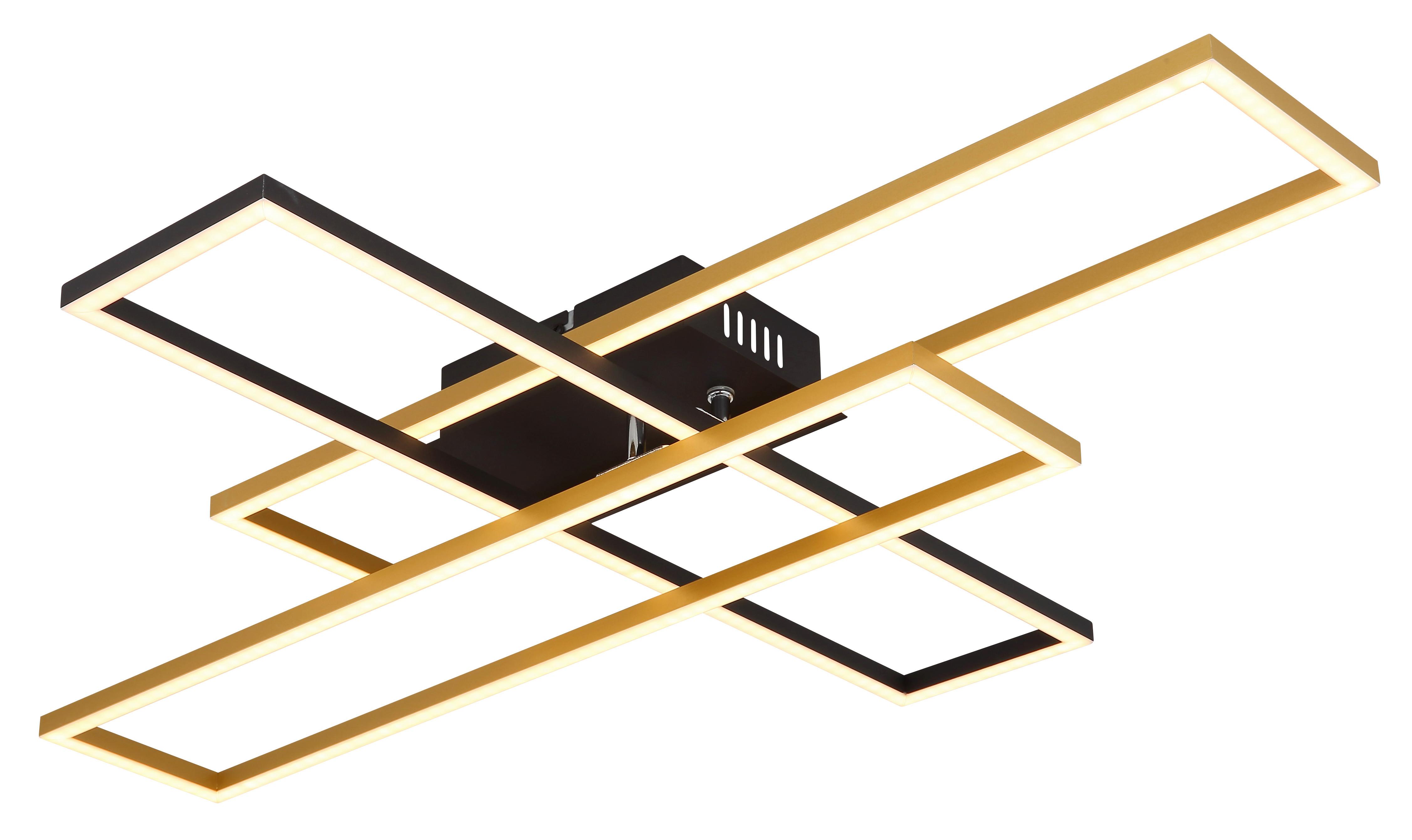 LED-Deckenleuchte Dakari Schwarz/Goldfarben max. 30Watt - Goldfarben/Opal, Design, Kunststoff/Metall (80/60/9.5cm) - Globo