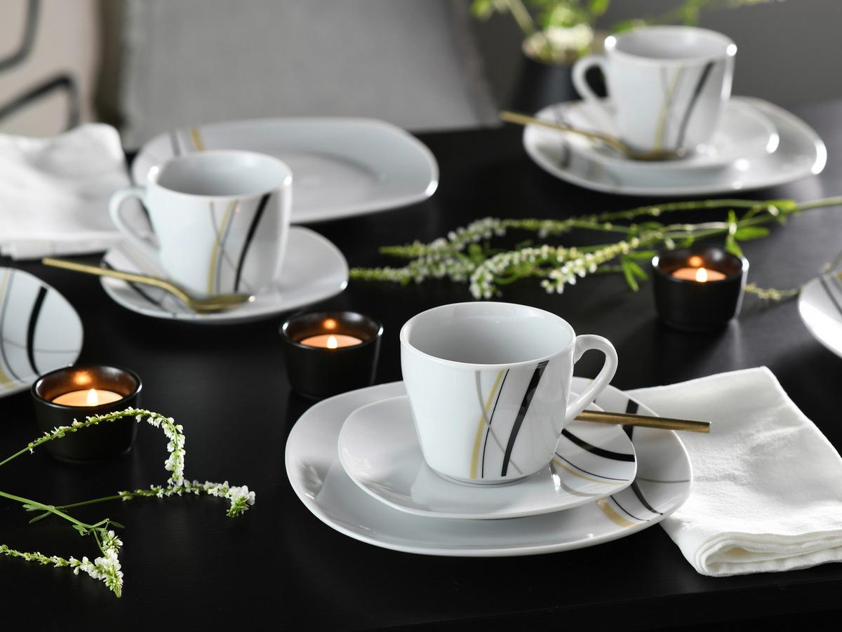 Kombiservice Square City Line Weiß, 30 teilig - Weiß, Trend, Keramik - Creatable