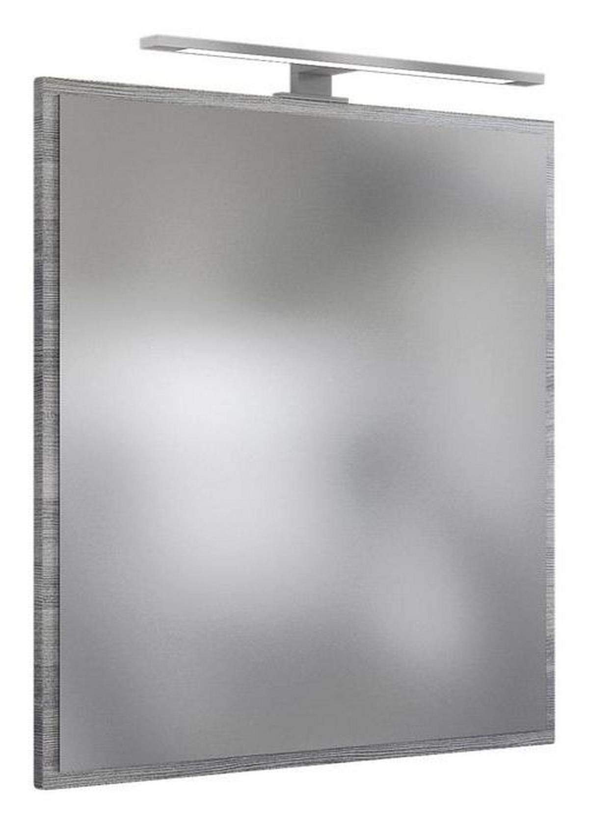 Badezimmerspiegel in Grau mit LED 'Arezzo' - Silbereichenfarben, Basics, Glas/Holzwerkstoff (60/64/2,5cm) - Held