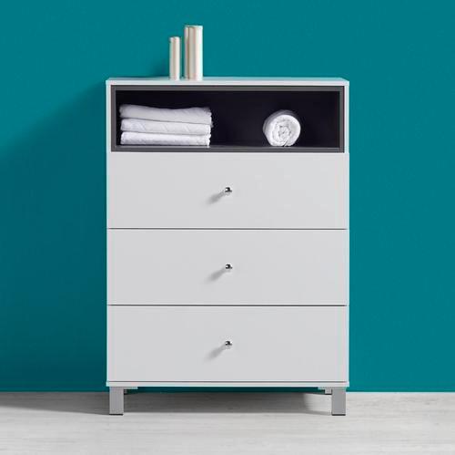 Badezimmerschrank Weiß/Dunkelgrau 'Bianco' - Dunkelgrau/Weiß, MODERN, Holz/Metall (68/93/35cm) - Bessagi Home