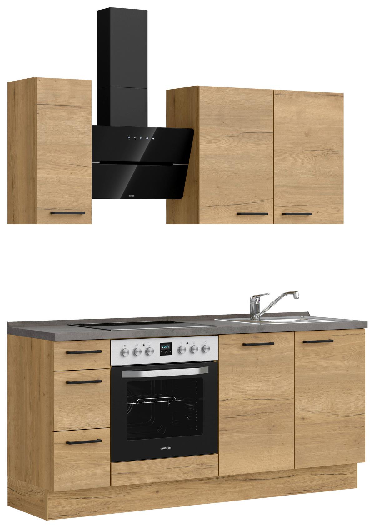 Küchenleerblock Structura High o. Geräte Eiche - Schieferfarben/Eichefarben, MODERN, Holzwerkstoff/Metall (180cm) - Nobilia