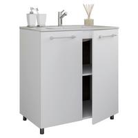 Kombiniran Umivalnik Gilos, Bela - srebrne barve/siva, Moderno, kovina/leseni material (80cm) - MID.YOU