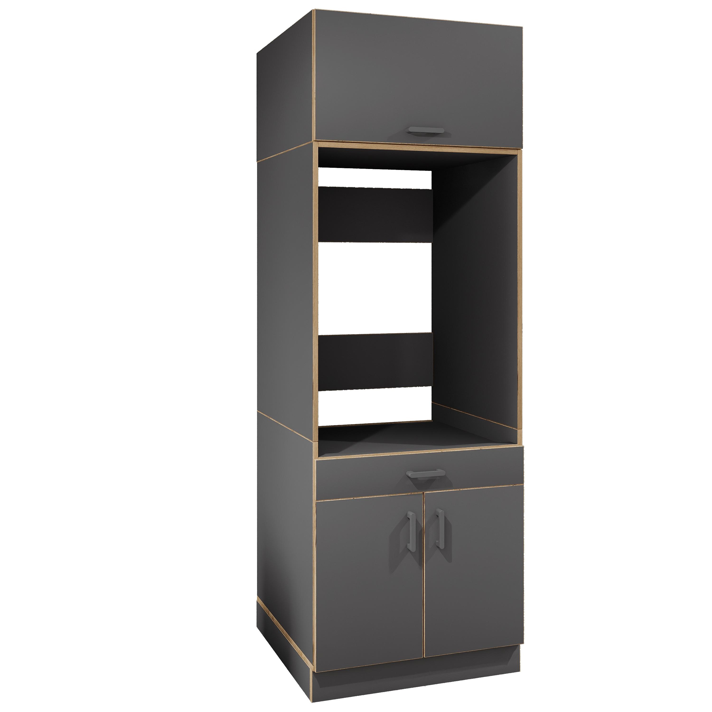 Waschmaschinenschrank Rislo - Honigeiche/Anthrazit, Trend, Holzwerkstoff/Kunststoff (67/200/68cm) - MID.YOU