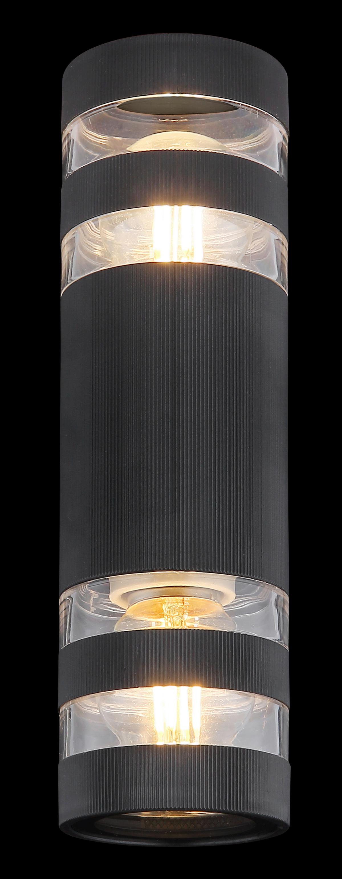 WANDLEUCHTE 78260S HAYES - Klar/Schwarz, Basics, Glas/Kunststoff (22/6,5/6,5cm) - Globo