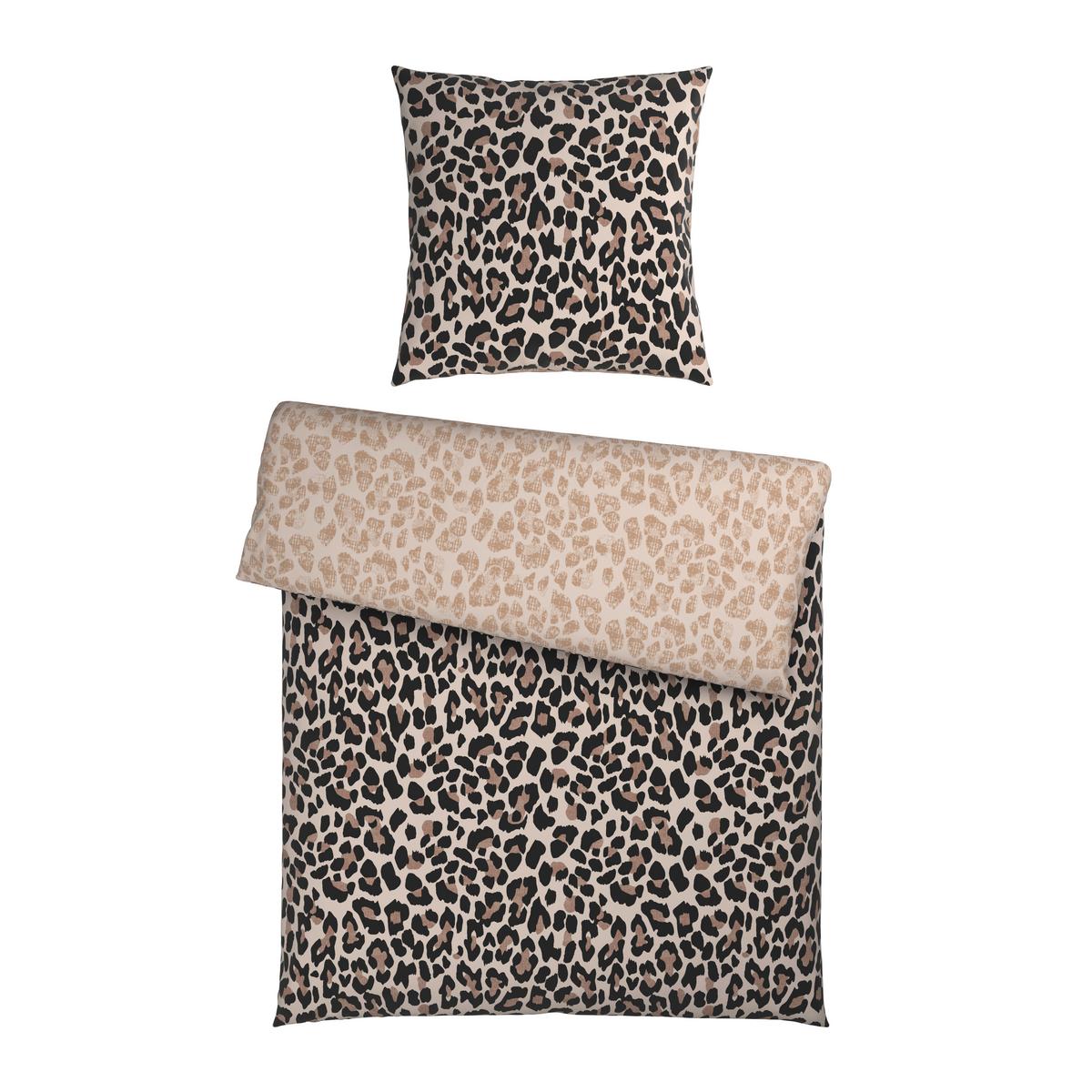 POŚCIEL DWUSTRONNA LION - masa perłowa/brązowy, tkanina (155/220cm) - Novel