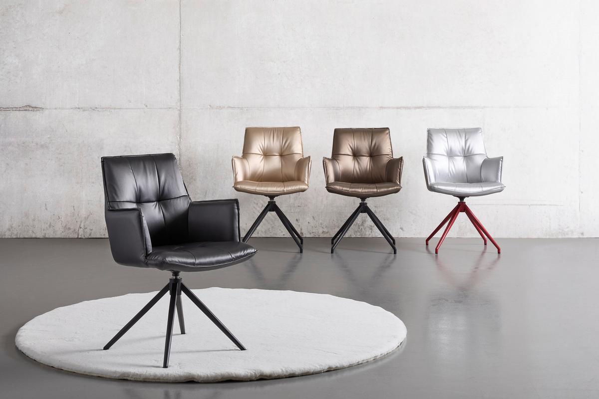 KRZESŁO Z PODŁOKIETNIKAMI OSAKA SPACE -EXKLUSIV- - czarny/szary, Design, metal/tkanina (59/89,5/63cm) - Novel