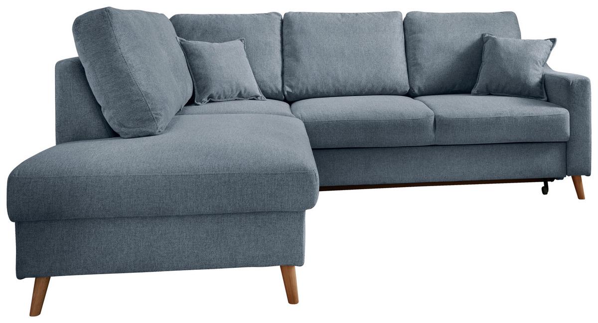 Wohnlandschaft Valentina Blau Struktur - Blau/Naturfarben, KONVENTIONELL, Holz/Textil (200/230cm) - P & B