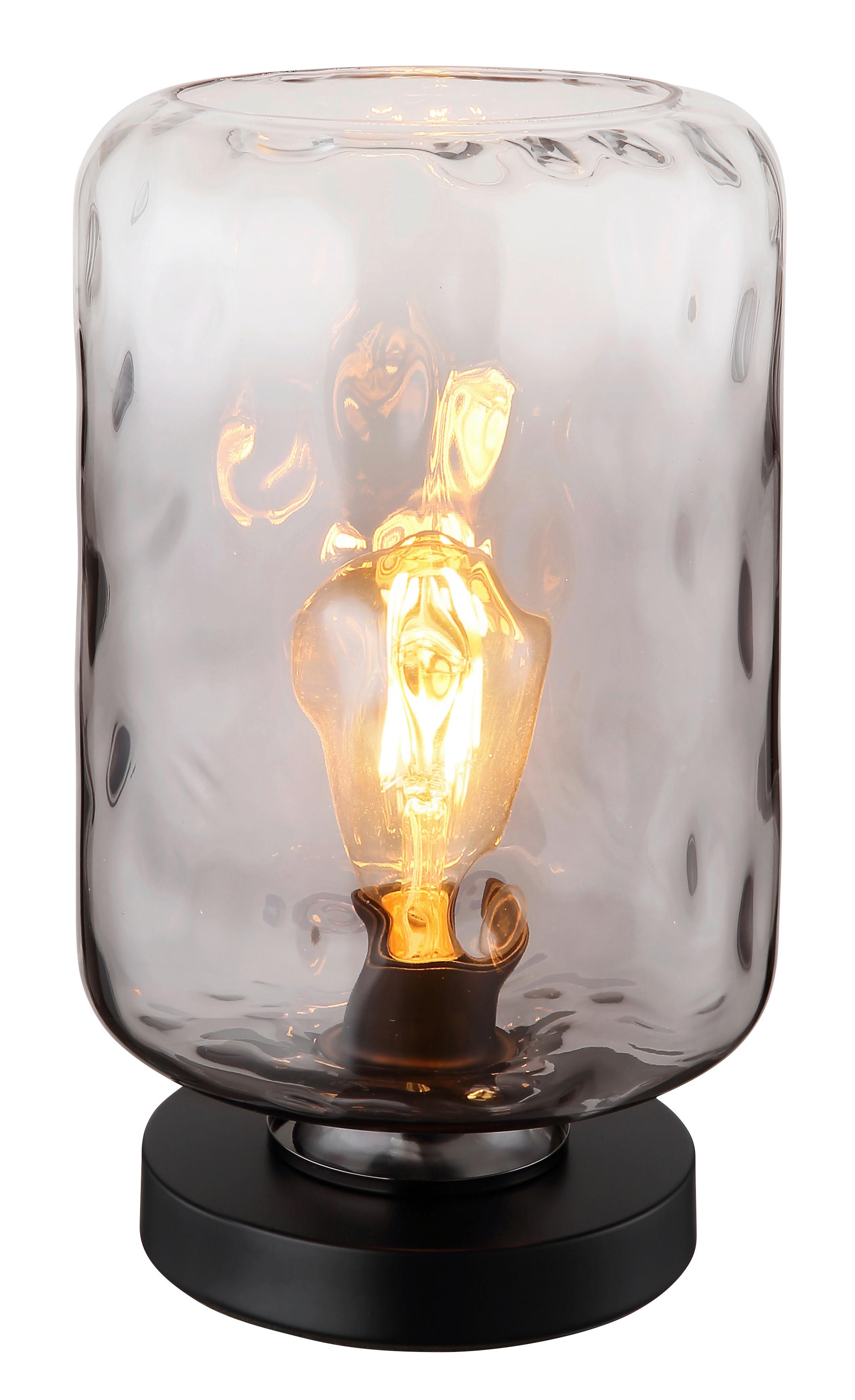 Tischleuchte Darina Klar max. 60 Watt - Klar/Schwarz, KONVENTIONELL, Glas/Metall (19/32,5cm) - Globo