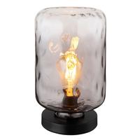 TISCHLEUCHTE 16046TS - Klar/Schwarz, Konventionell, Glas/Metall (19/32,5cm) - Globo