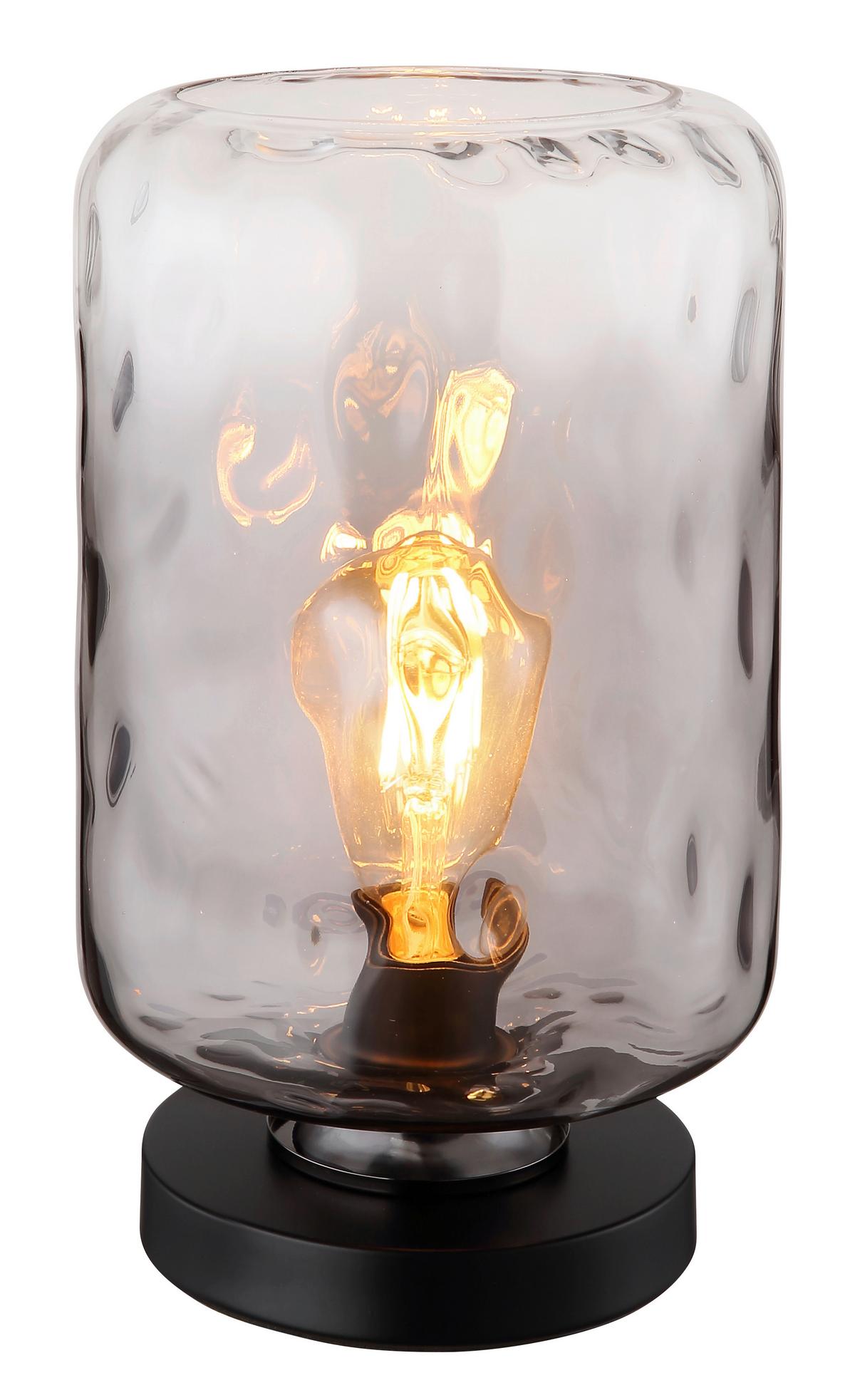 TISCHLEUCHTE 16046TS - Klar/Schwarz, Konventionell, Glas/Metall (19/32,5cm) - Globo