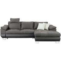 Wohnlandschaft Focus Grau mit Bettfunktion - Chromfarben/Dunkelgrau, KONVENTIONELL, Kunststoff/Textil (268/91/170cm) - Mömax