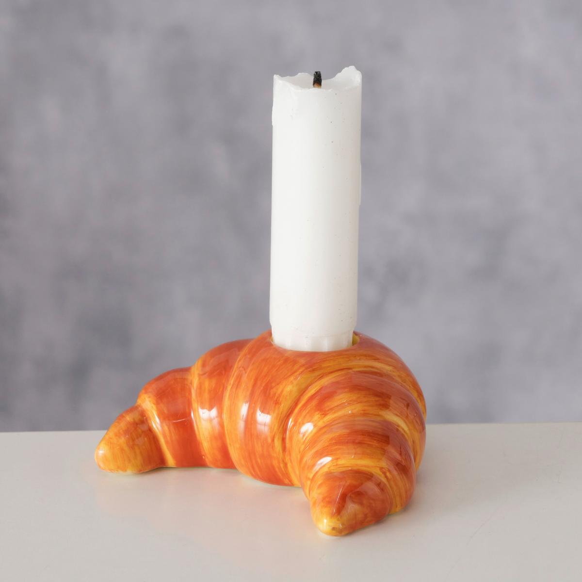 Stabkerzenhalter Croissant Hellbraun - Hellbraun, Basics, Keramik (8,5/7/3,5cm)