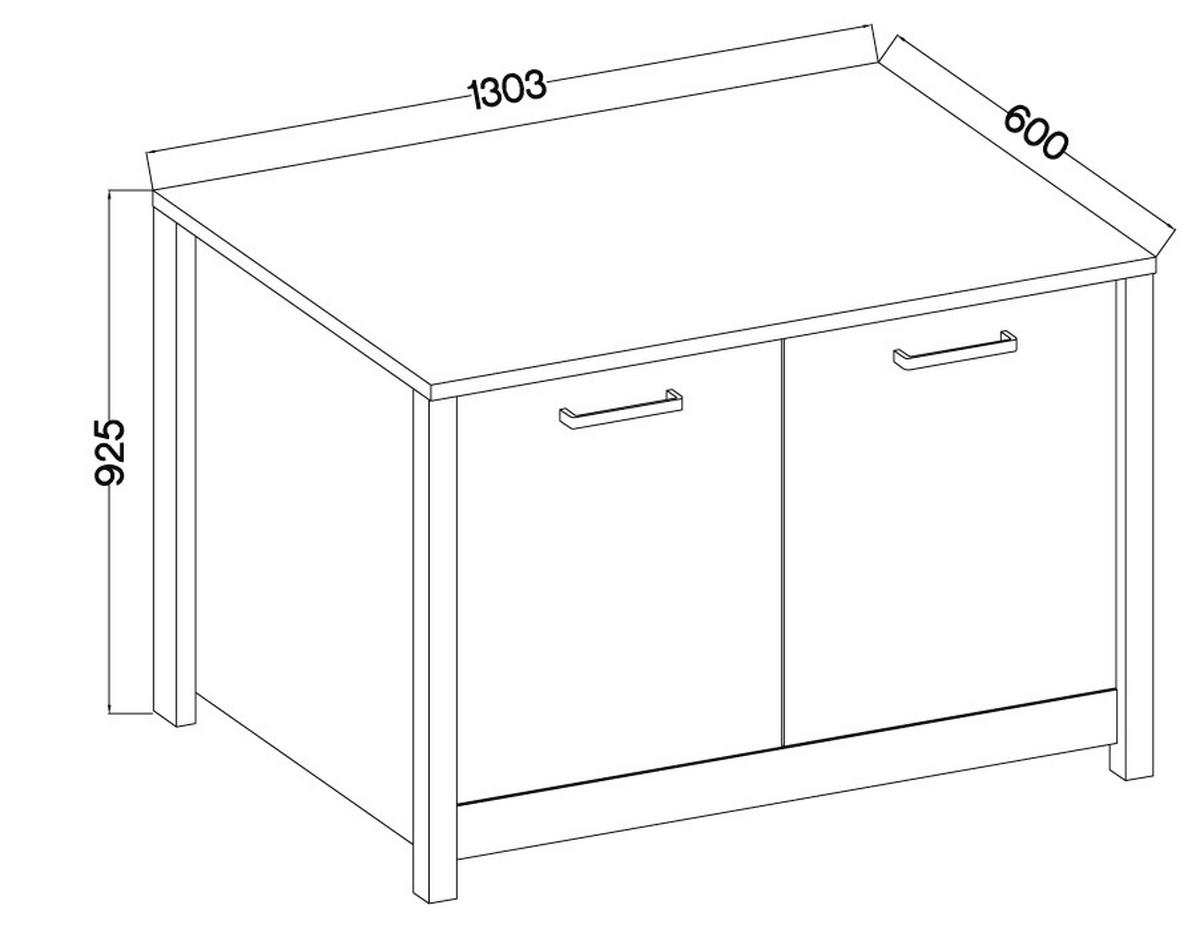 Spülenunterschrank Venet Anthrazit/Artisan Eiche - Anthrazit/Schwarz, MODERN, Holzwerkstoff/Metall (130,3/92/60cm) - Mömax