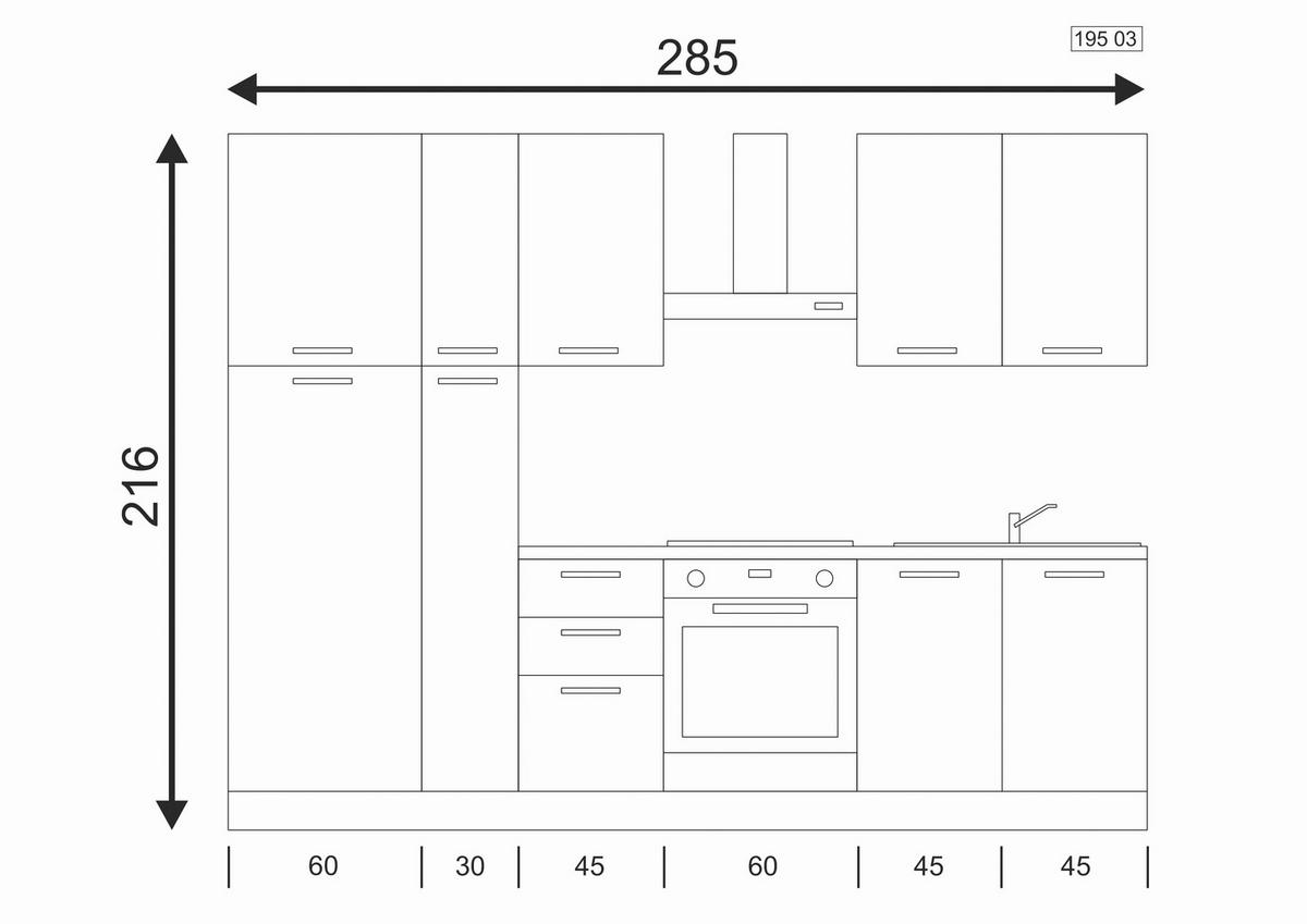 Küchenblock Dafne mit Geräte, Weiß/Eichefarben - Eichefarben/Magnolie, LIFESTYLE, Holzwerkstoff/Kunststoff (285cm) - MID.YOU